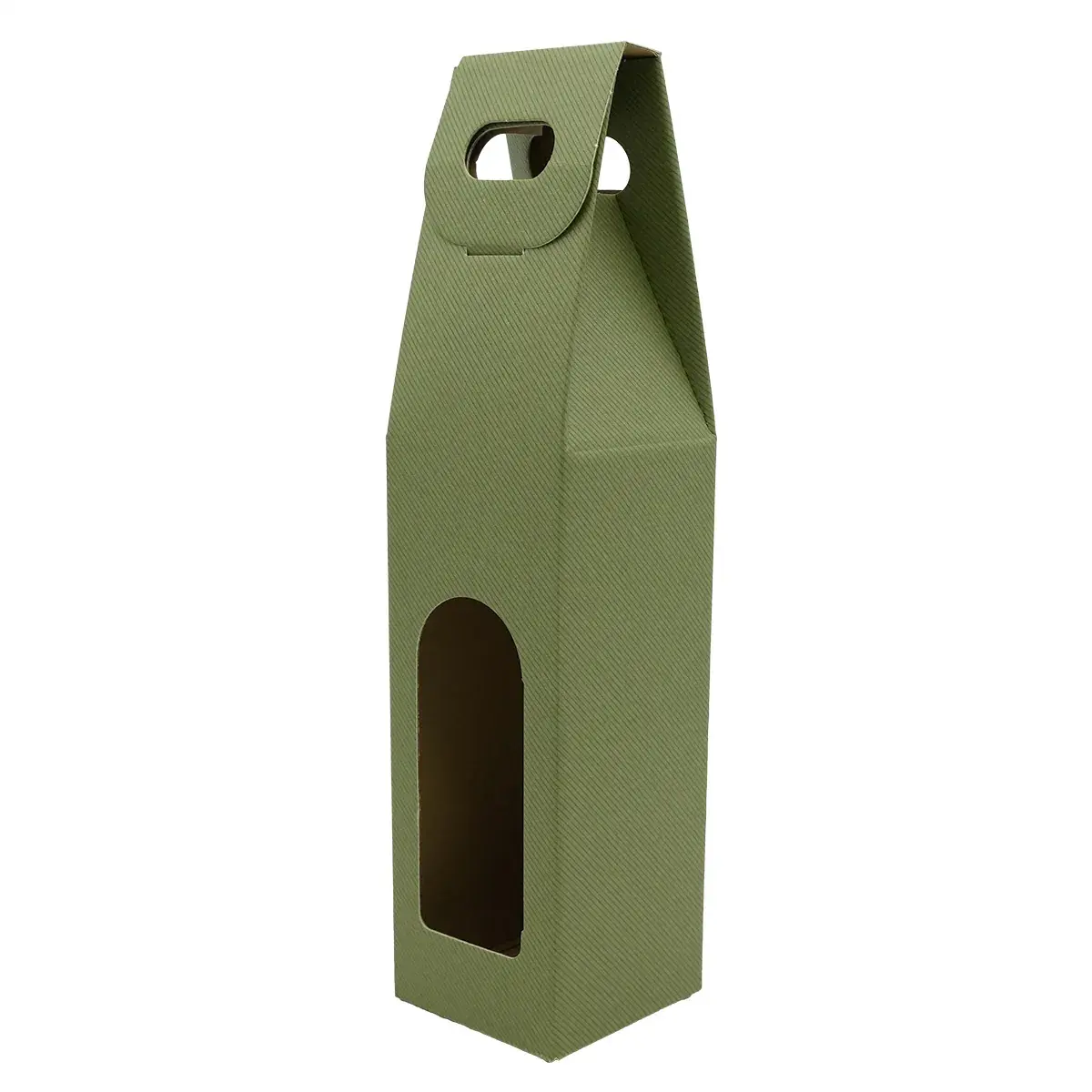 Boîte carton 1 bouteille à fenêtre 9 x 9 x 38,5 cm Vert - Étui 1 bouteille - Coffret 1 bouteille - Paquet de 10 - Coffrets pour bouteilles de vin, Boîtes pour bouteilles de vin-3