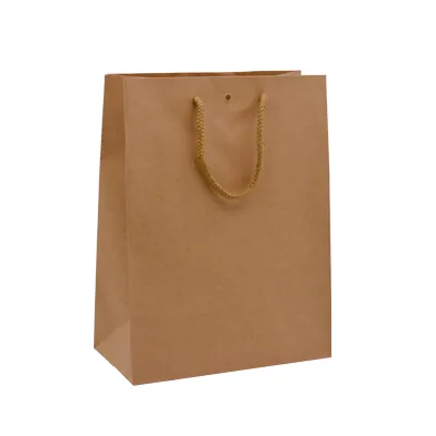 Sacs kraft luxe bruns poignées cordelette 25+13x33 cm 170g/m² – Paquet de 10 - Sacs kraft luxe