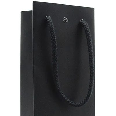 Sac bouteille noir mat pelliculé poignées cordelette - 1 bouteille - Paquet de 20 - Sacs pour bouteilles de vin-2