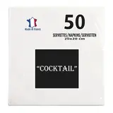 Serviette cocktail ouate micro-gaufrée 2 plis 20 x 20 cm - Mini serviette - Blanc - Paquet de 50