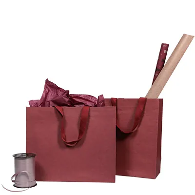 Sacs cadeaux kraft - lie de vin - 36 + 13 x H 30 cm - Sacs kraft luxe-2