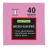 Serviette ouate micro-gaufrée 2 plis 38 x 38 cm - Serviette jetable - Serviette de table papier - Rose - Paquet de 40