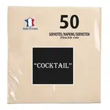 Serviette cocktail ouate micro-gaufrée 2 plis 20 x 20 cm - Mini serviette - Ivoire - Paquet de 50 - French Days