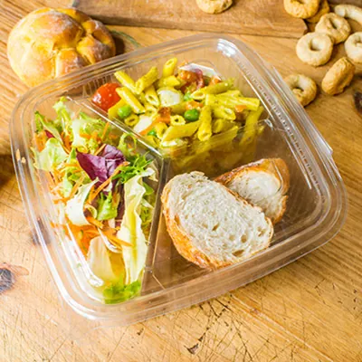 Barquette plastique transparente 3 compartiments 1050 ml - Barquette alimentaire 3 compartiments - Lot de 50 - Barquettes plastique