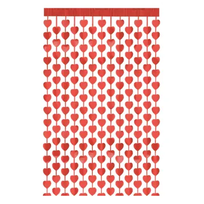 Rideau coeurs rouges 100 x 200 cm - Déco Saint Valentin - Accessoires et Objets déco