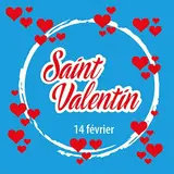 Sticker Saint Valentin 14 février 50 x 50 cm blanc / rouge - Sticker vitrine - Affiches St Valentin