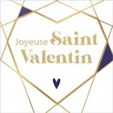 Etiquette Joyeuse Saint Valentin 35 x 35 mm graphique - Sticker Saint Valentin - Rouleau de 500 - Étiquettes et Bons cadeaux St Valentin