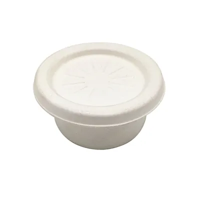 Couvercle fibre naturelle pour pot à sauce ø 65 mm - Lot de 50 - Boîtes repas jetables, Plateaux compartimentés-2