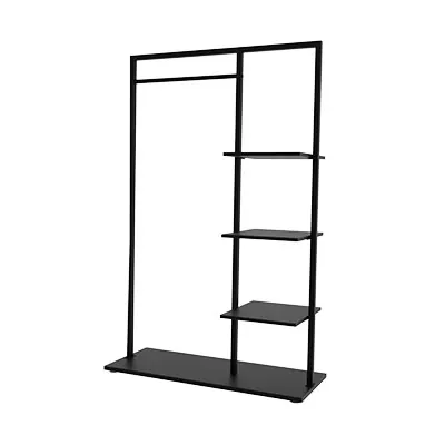 Portant fixe noir avec étagère - L 100 x P 40 x H 155 cm - Portants à vêtements droits