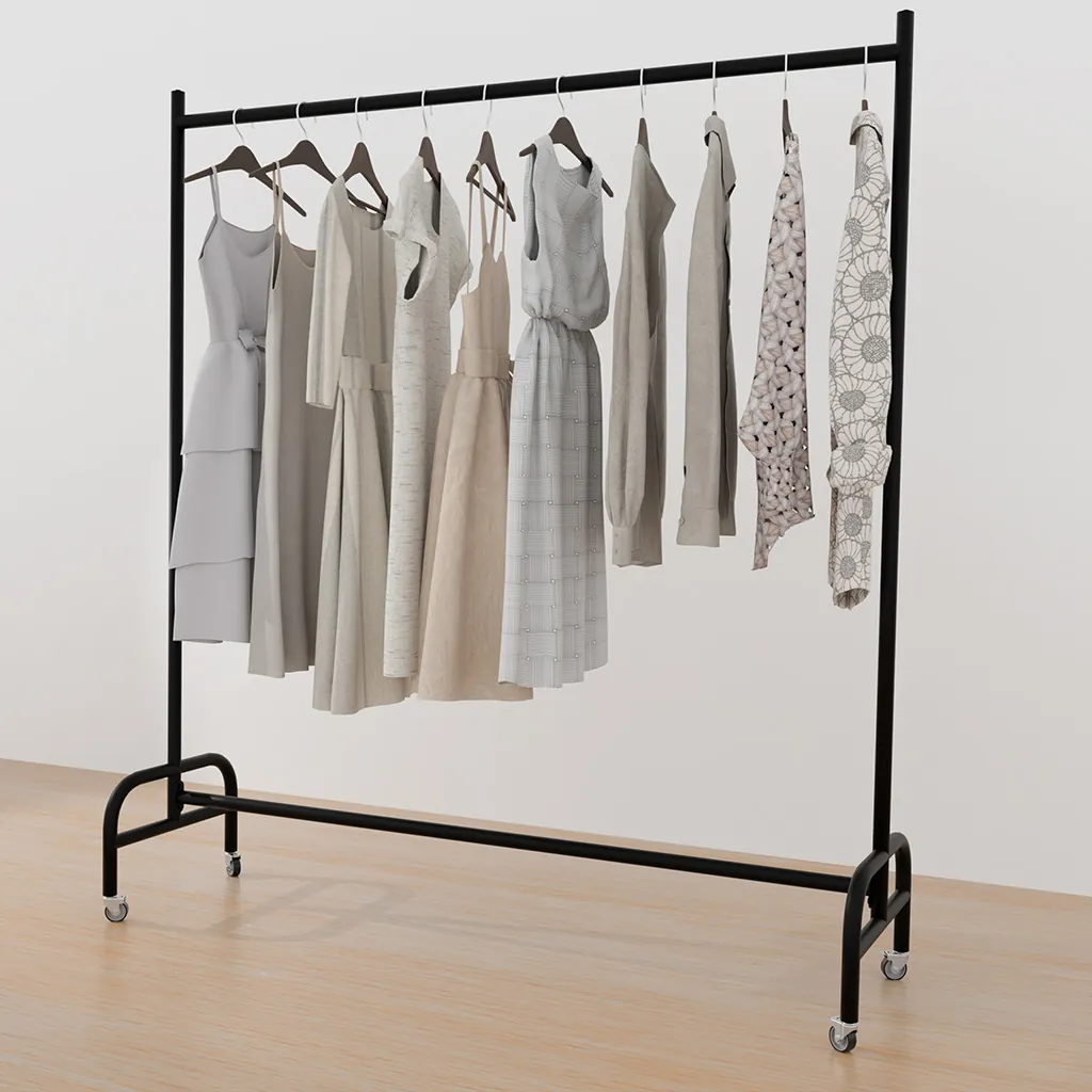 Portant vêtement droit fixe noir 120 x 40 x H 160 cm - Portant vêtement pro - Portants à vêtements droits-3