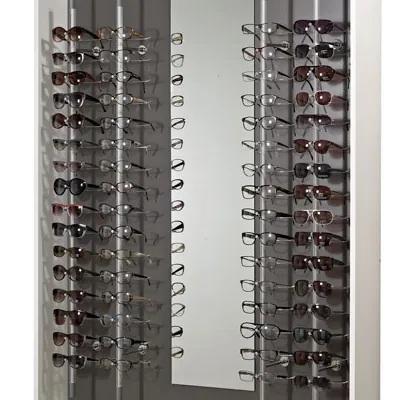 Présentoir lunettes mural 1 face sans serrure - 16 emplacements 17,5 x 20 x H 140 cm - Présentoirs lunettes-2