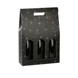 Boîte 3 bouteilles à fenêtre noir Constellations - 27 x 9 x 38,5 cm – Carton - Paquet de 10 - Sacs et coffrets bouteilles Noël