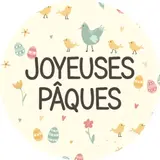Étiquette cadeau adhésive Joyeuses Pâques ø 35 mm - boîte de 500 - Emballage Pâques