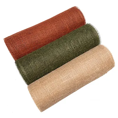Chemin de table toile de jute 30 cm x 5 m - Ruban de jute - Rouge - Chemins de table jetables, Sets de table papier-2
