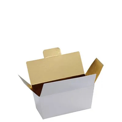 Mini ballotin chocolat carton blanc intérieur or 40g 6,8 x 3,6 x 3,4 cm - Ballotin chocolat vide - Lot de 25 - Ballotins chocolats vides