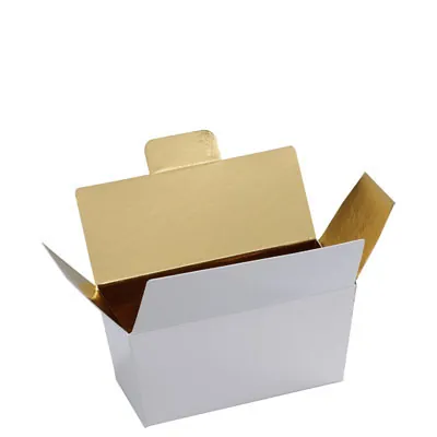Ballotin chocolat carton blanc intérieur or 250g 11 x 6 x 5,8 cm - Ballotin chocolat vide - Lot de 25 - Ballotins chocolats vides