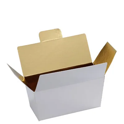 Ballotin chocolat carton blanc intérieur or 500g 14,5 x 7,5 x 7 cm - Ballotin chocolat vide - Lot de 25 - Ballotins chocolats vides