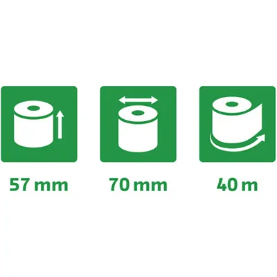 Rouleau de recharge pour calculatrice et caisse enregistreuse 57 x ø 70 mm x L 40 m - Lot de 10 - Calculatrices imprimantes, Calculatrices de bureau, Calculatrices de poches-2