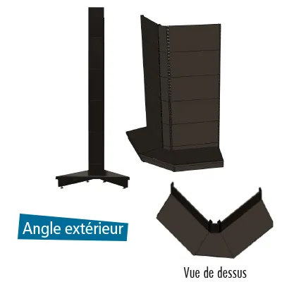 Tablette tôle d'angle extérieur - Ligne Store noir pas de 25 mm-2