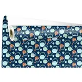 Papier cadeau Mathilde bleu motifs festifs 70 cm x 100 m 60 g/m² - Le rouleau - Papier cadeaux couchés à motifs