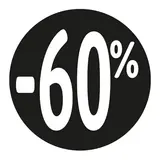 Etiquette Soldes -60% noir ø36mm - Sticker Soldes -60% - Paquet de 500 - Étiquettes adhésives Soldes