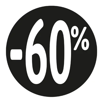 Etiquette Soldes -60% noir ø36mm - Sticker Soldes -60% - Paquet de 500 - Étiquettes adhésives Soldes, Étiquettes promotionnelles