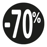 Etiquette Soldes -70% noir ø36mm - Sticker Soldes -70% - Paquet de 500 - Black Friday