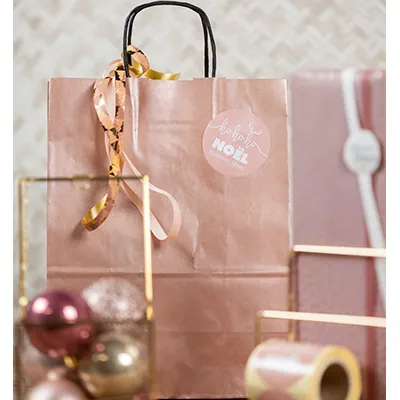 Sac kraft rose cuivré à poignées torsadées 18+8x22cm 90g/m² (x50) - Sacs kraft métallisés poignées torsadées-2