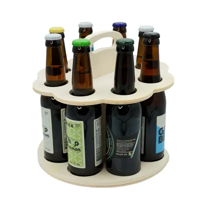 Tourniquet porte bouteilles de bière en bois avec poignée 8 bières 33 cl - Mètres de bières, Emballages pour bouteilles de bières-3