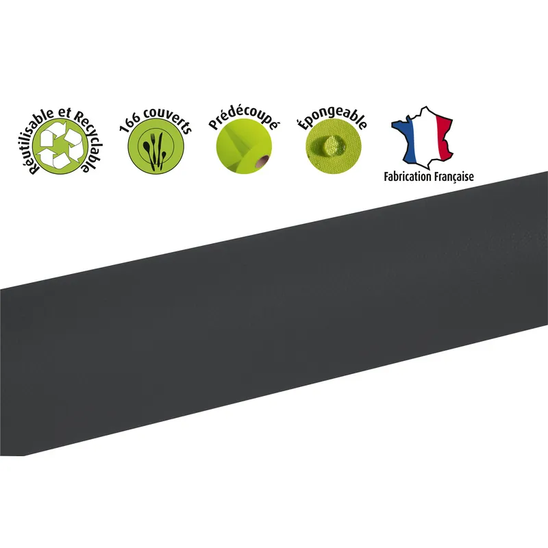 Nappe spunbond non tissée indéchirable épongeable - Nappe intissée - Noir - Rouleau de 1,20 x 50,40 m - Nappes papier, Nappes jetables-4
