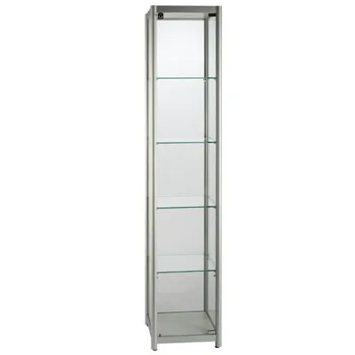 Vitrine verre trempé - L 40 x P 40 x H 198 cm - Vitrines alu tablettes réglables