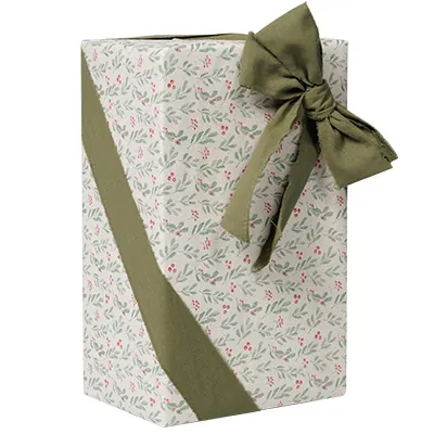 Papier cadeau herbe houx vert/rouge 70 cm x 25 m 65 g/m² – le rouleau - Papiers cadeaux kraft à motifs-3