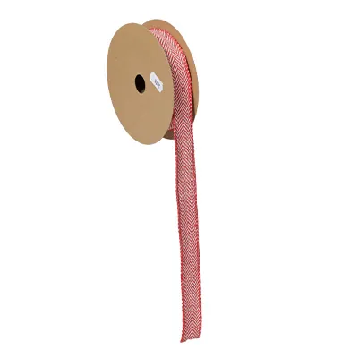 Ruban Chevrons - Rouge / Blanc - L 10 m - Rubans tissu, Cordons