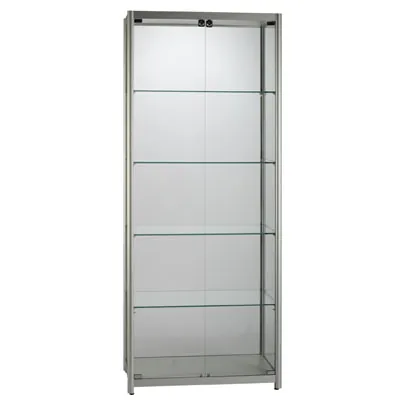 Vitrine d'exposition aluminium verre sécurisé 4 tablettes 80 x 40 x 198 cm - Meuble vitrine - Vitrines Aluminium