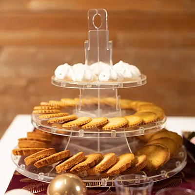 Présentoir à gâteau 3 niveaux transparent Ø 34 x 29 cm plastique - Présentoir pour buffet - Plateaux de service, Plats jetables-2