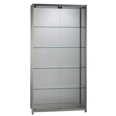 Vitrine d'exposition aluminium verre sécurisé 4 tablettes 100 x 40 x 198 cm - Meuble vitrine - Vitrines Aluminium