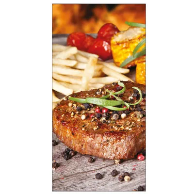 Sticker alimentaire Menu Steak Frites 25 x 12,5 cm - Autocollant fast food - Autocollant steak frites - Affiches Saisonnières