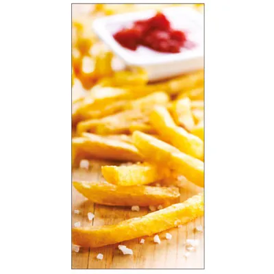 Sticker alimentaire Frites 27 x 14,5 cm - Autocollant fast food - Autocollant frites - Affiches Saisonnières