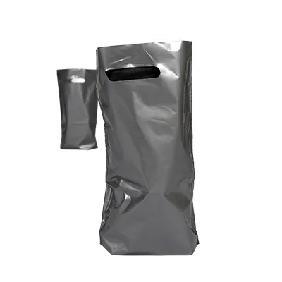 Sac plastique poignées découpées renforcées PEBD 55µ 25 x 38 x 4 cm - Argent - Lot de 100 - Sacs plastique unis, poignées découpées-4