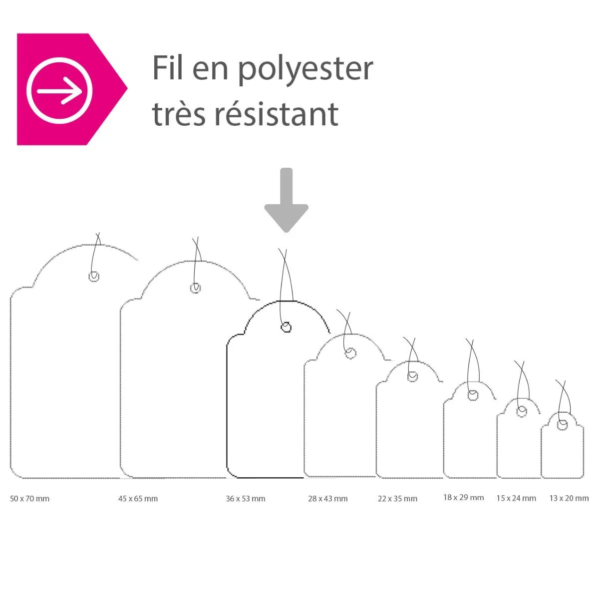 Étiquette américaine avec fil 36 x 53 mm Apli – Étiquette bijouterie - Blanc - Boîte de 500 - Étiquettes bijoux-3