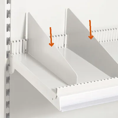 Séparateur pour tablette métallique 47 x 15 cm - Séparateur rayonnage - Diviseur tôle - Blanc - Ligne Store blanc pas de 25 mm-2