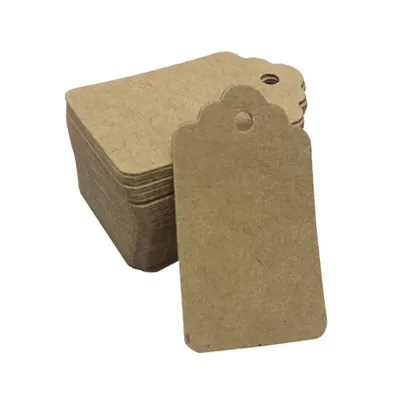 Étiquette américaine dentelée à trou kraft brun 4 x 7 cm – Paquet de 500 - Etiquettes américaines
