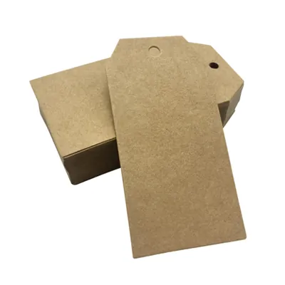 Étiquette américaine angles biseautés à trou kraft brun 3,8 x 8 cm – Paquet de 500 - Etiquettes américaines