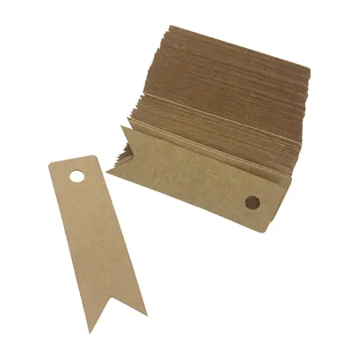 Étiquette drapeau à trou kraft brun 2,1 x 7 cm – Paquet de 500 - Etiquettes américaines
