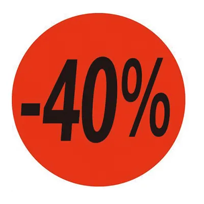 Pastille adhésive promo '-40%' rond ø 36 mm, Orange fluo - Sticker promo - Lot de 500 - Étiquettes adhésives Soldes, Étiquettes promotionnelles