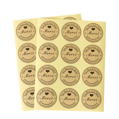 Étiquettes rondes FAIT MAIN - Merci ø 35 mm kraft - Paquet de 600 - Étiquettes cadeaux adhésives-3