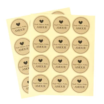 Étiquette adhésive Fait main avec AMOUR ø 35 mm - Paquet de 600 - Étiquettes cadeaux adhésives-5