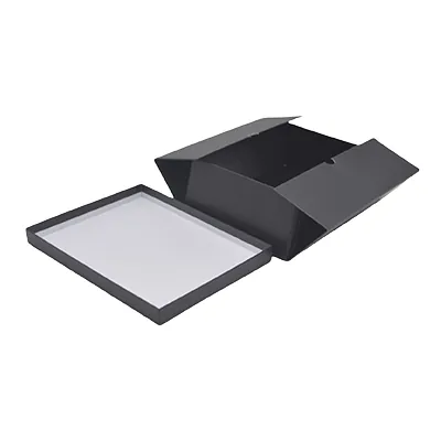 Boîte cadeau pliable à couvercle amovible noire 34x25x12 cm - Lot de 4 - Boites cadeaux carton pliables-2
