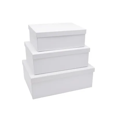 Boîte cadeau pliable à couvercle amovible blanche 29x22x10 cm - Lot de 4 - Boites cadeaux carton pliables-4