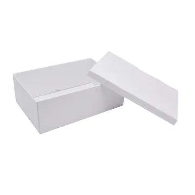 Boîtes cadeaux pliables blanches couvercle amovible 39+28x13,5 cm 1300g/m² – Paquet de 4 - Boites cadeaux carton pliables